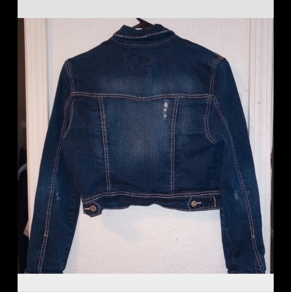 Amethyst Cropped Distressed Denim Jacket Size Medium Measurements Approx: Should - Picture 5 of 7